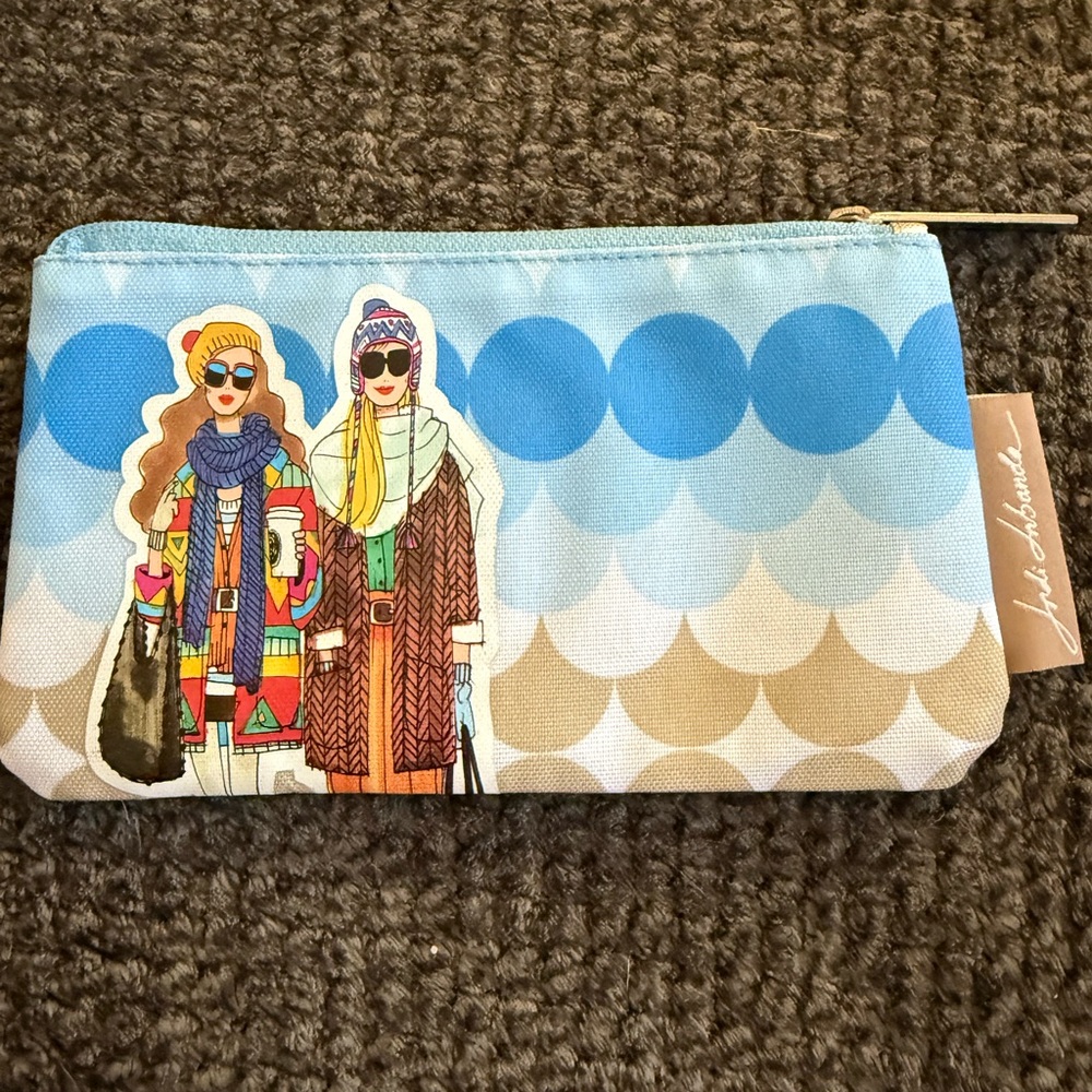 Jordi Labanda x Miquelrius Geometric Fashion Illustration blue Pouch NWT Spain